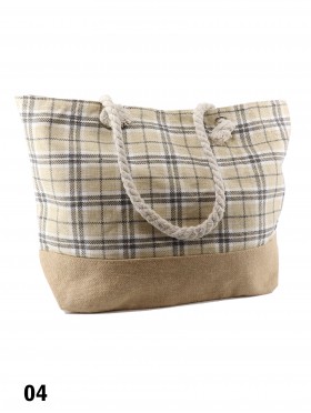 Canvas Plaid Shoulder Tote